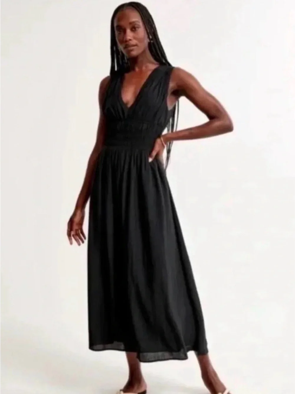 Abercrombie XL Sleeveless V-Neck Black Maxi Dress